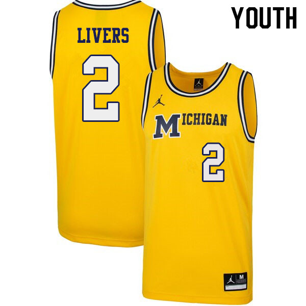 Youth #2 Isaiah Livers Michigan Wolverines 1989 Retro College Basketball Jerseys Sale-Yellow - Click Image to Close